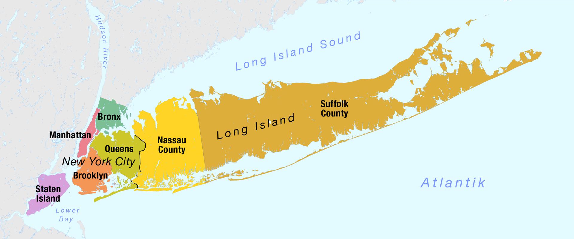 karta över new york Karta över New York och long island   Karta över New York, bland 
